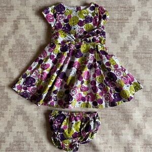 Janie and Jack Purple and Green Floral Dress with Bloomers size 18-24M